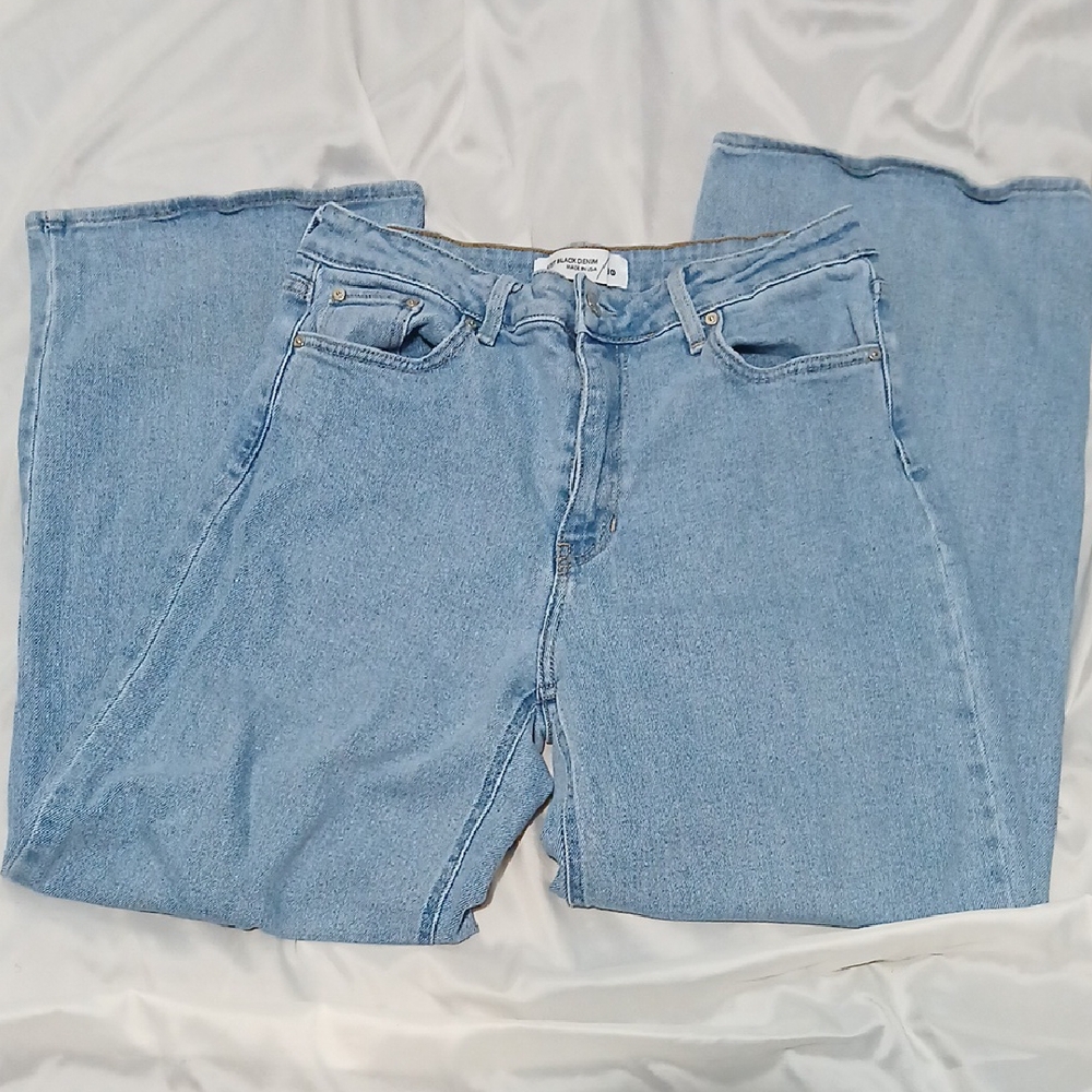 Just Black Denim Light Blue Straight Wide Leg Jeans